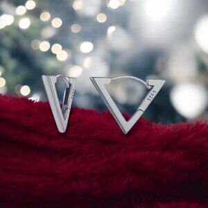 925 Sterling Silver Small Triangle Earrings
